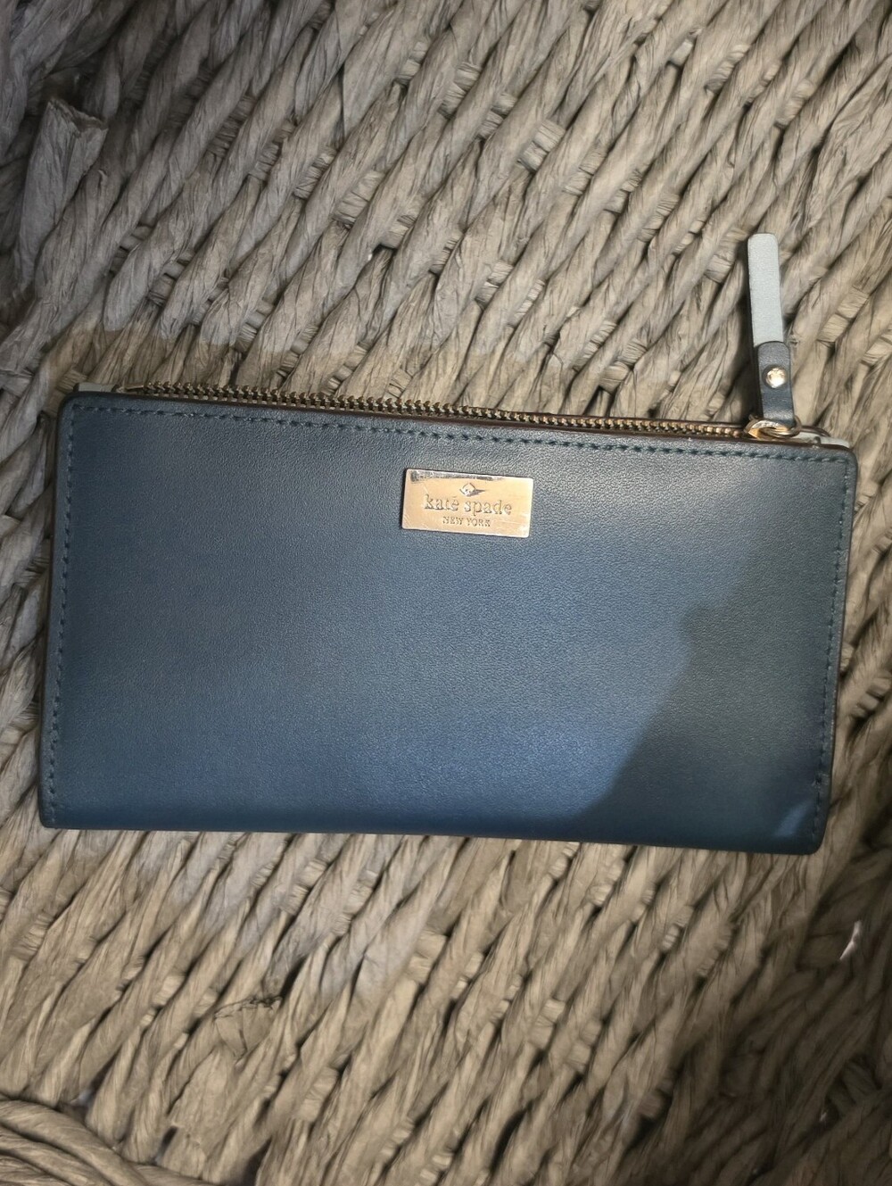 Kate Spade Leather Zip Wallet in Teal